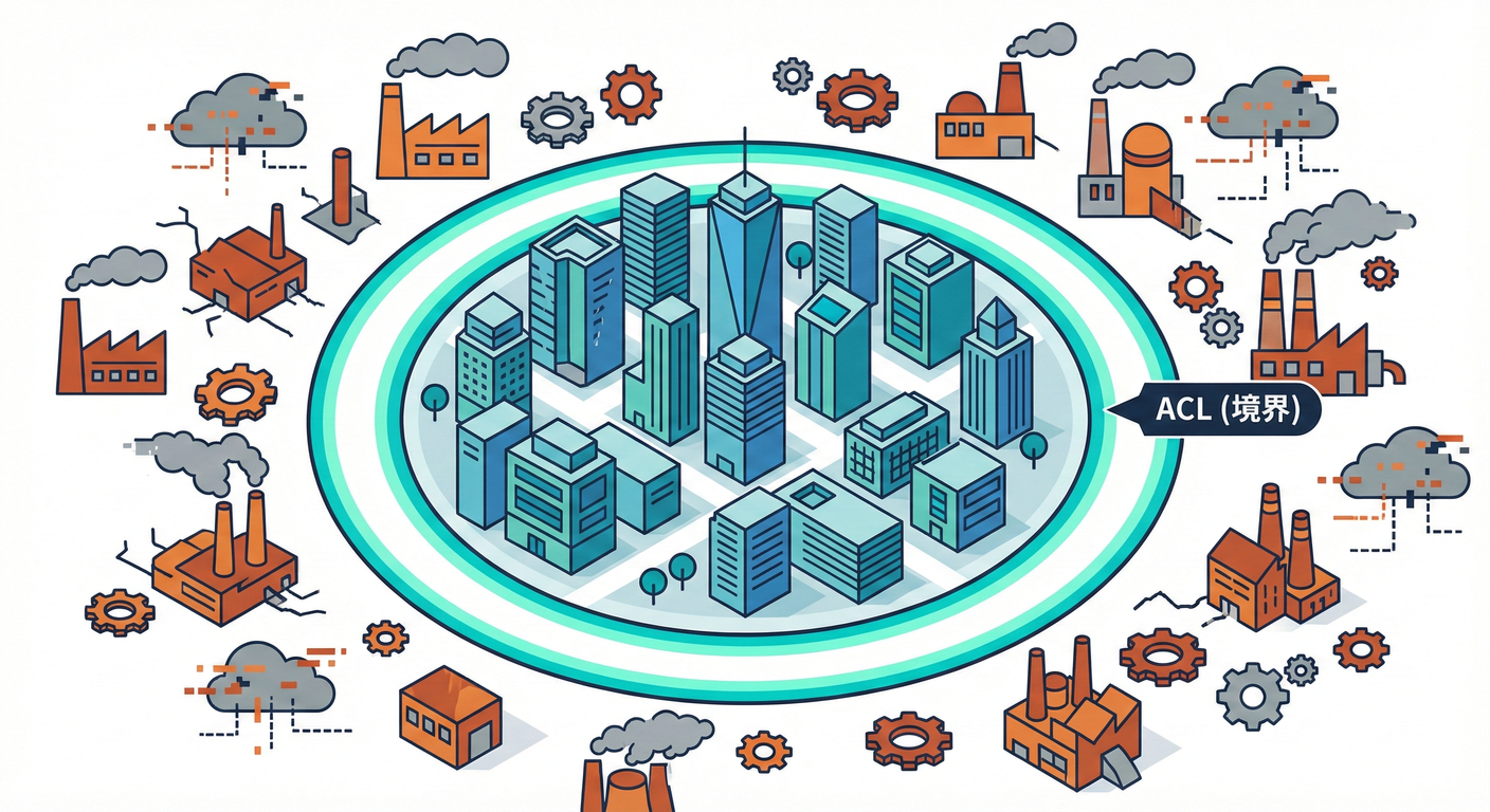 イメージ：内側・外側・境界の地図