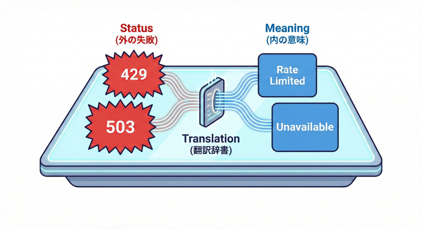 イメージ：エラー翻訳辞書（ステータスコードを意味に変換）