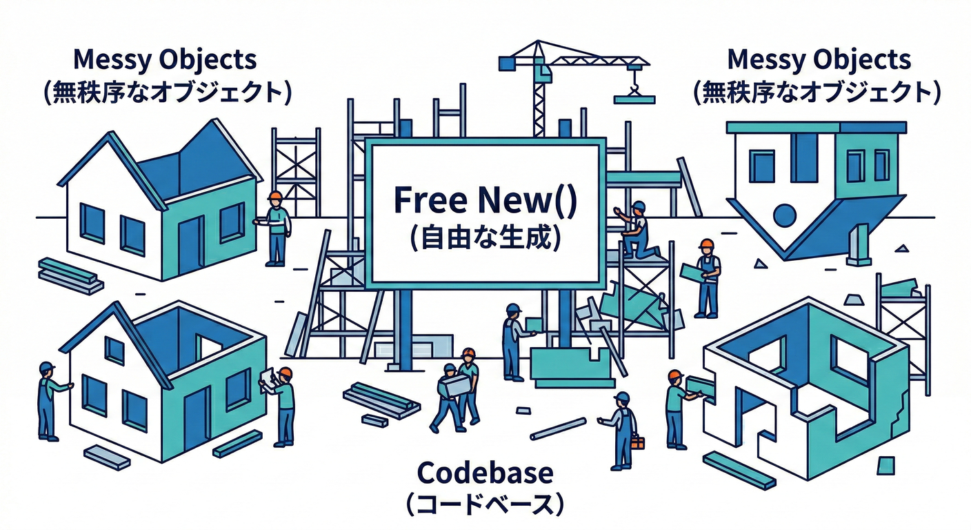 Free Constructor Chaos
