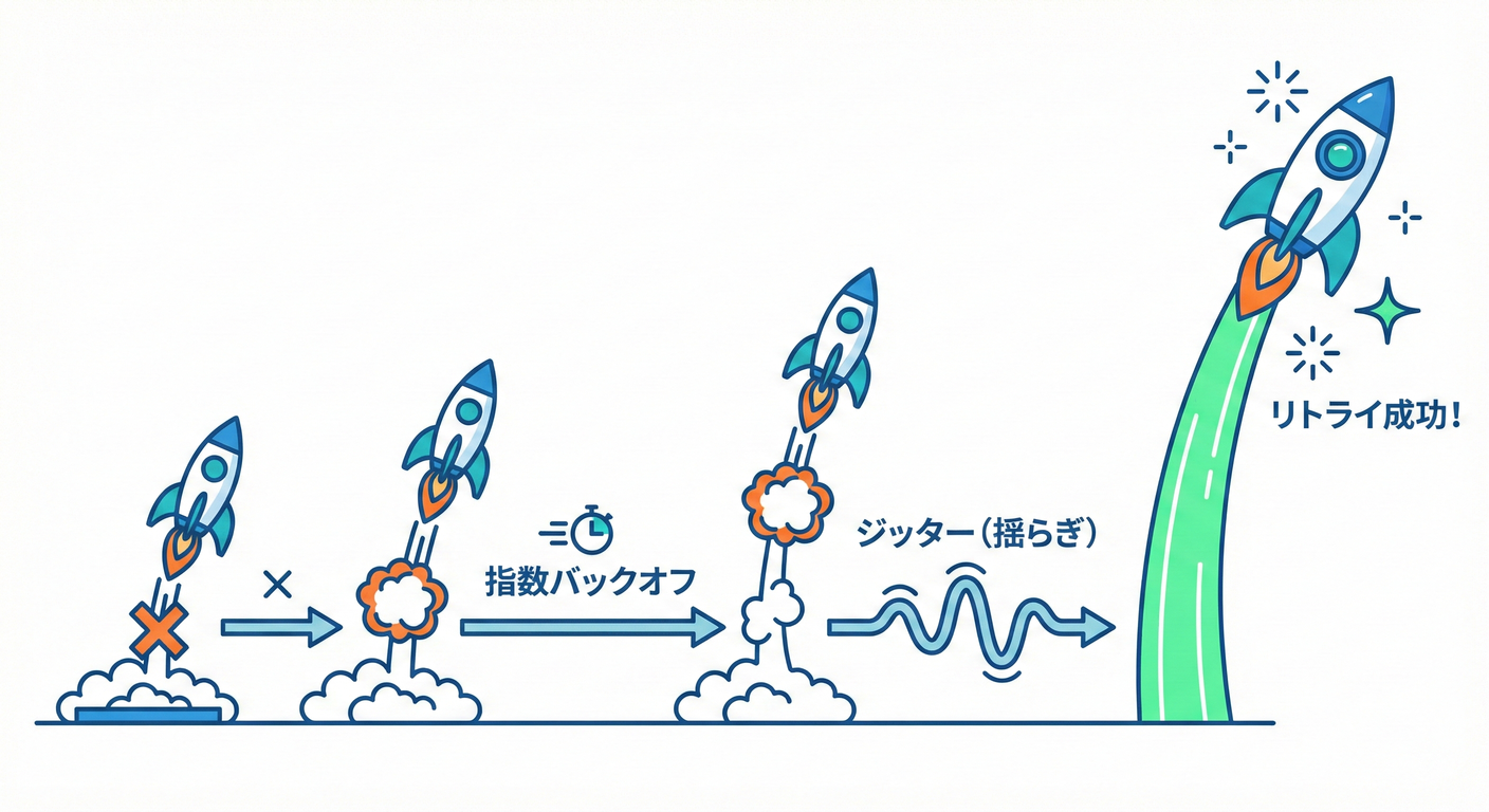 バックオフとジッター(試行間隔の調整)