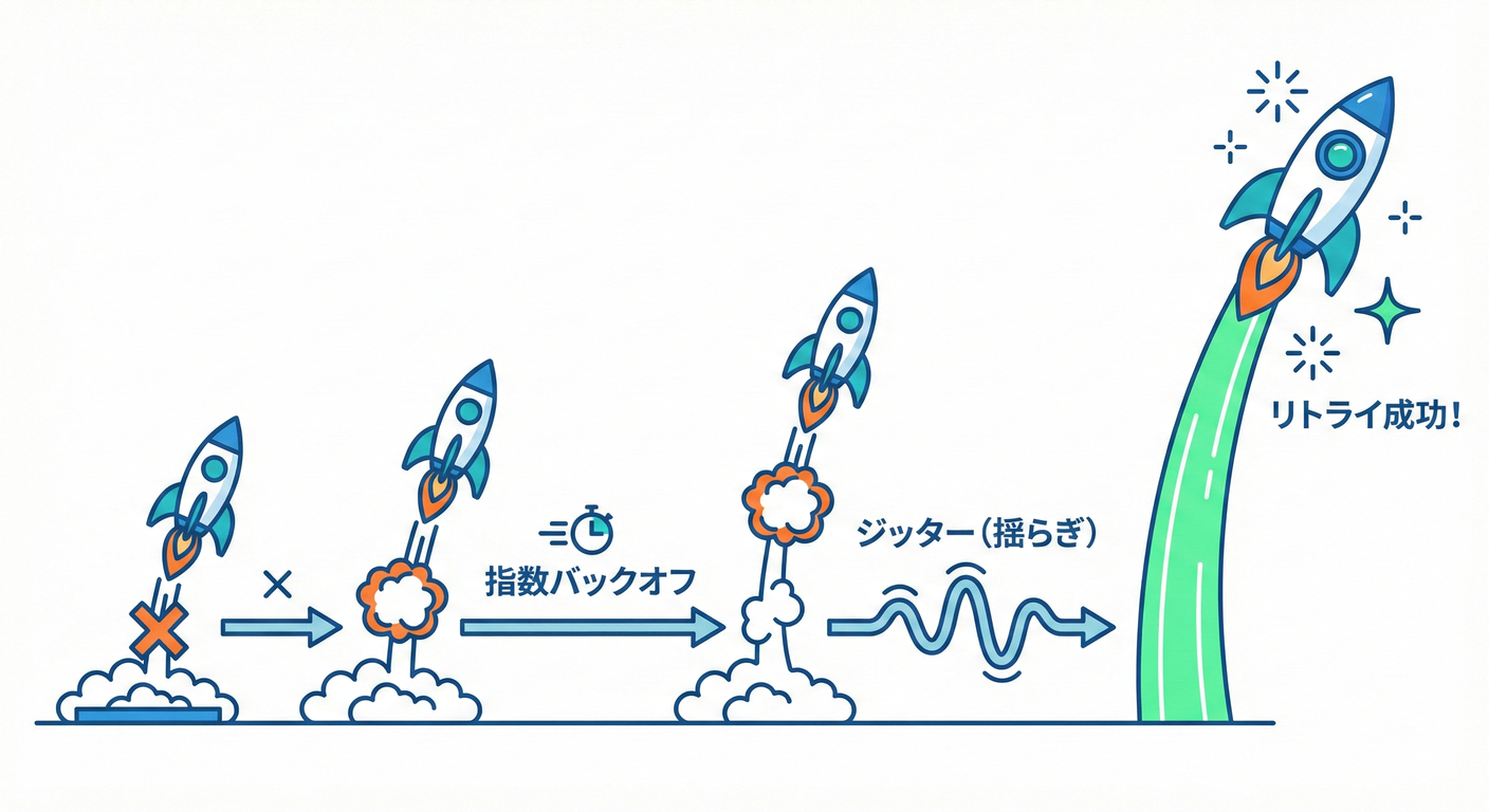 バックオフとジッター（試行間隔の調整）