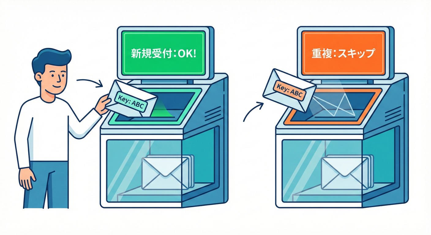 冪等キーの仕組み（同じキーならスキップ）