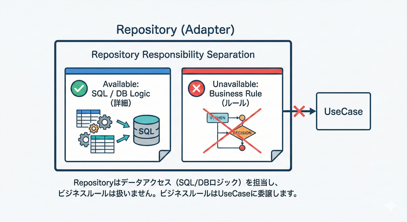 Repository responsibility separation (SQL vs Domain)