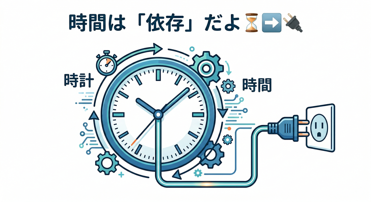 1) まず結論:時間は「依存」だよ⏳➡️🔌