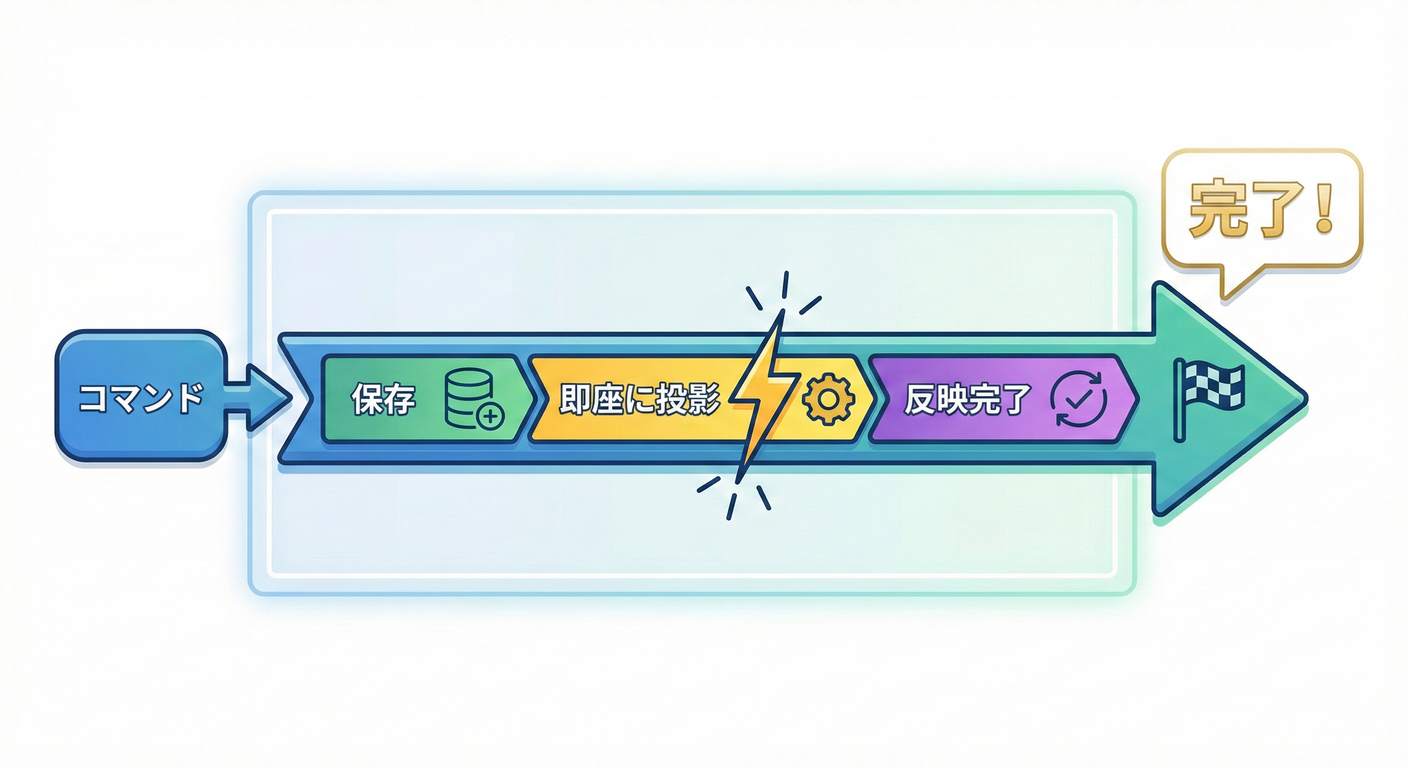 同期Projectionの連鎖:Command -> Event Store -> Projector -> Read Model