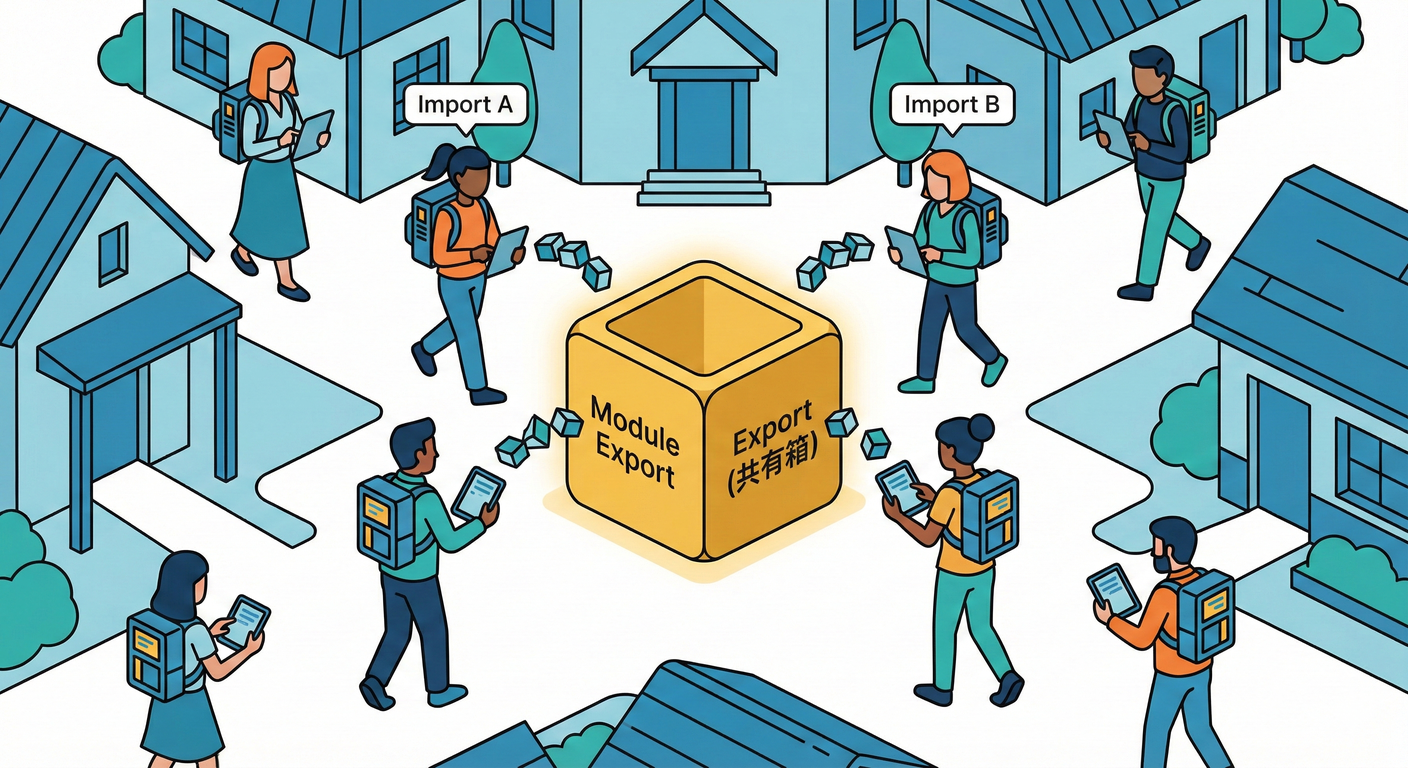 モジュールexport＝共有ボックス。