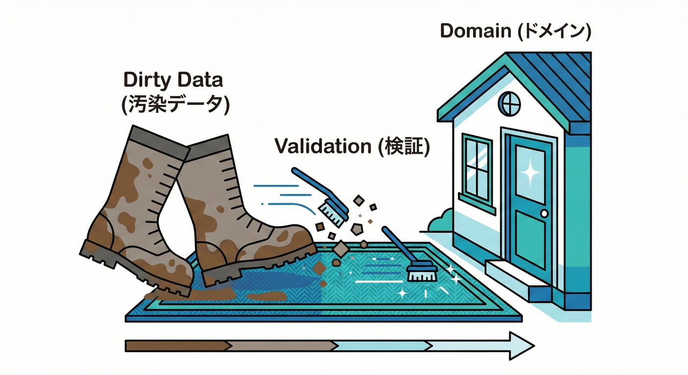 汚れたデータを洗ってから家に入れる。