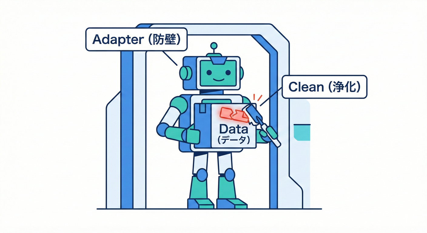 境界を守るお掃除ロボット（Adapter）。