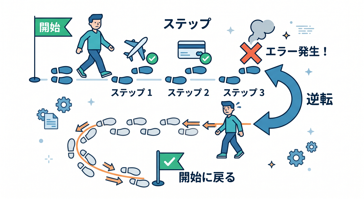 8) トランザクションっぽさ:途中失敗なら“埋め合わせ”で戻す↩️🧾