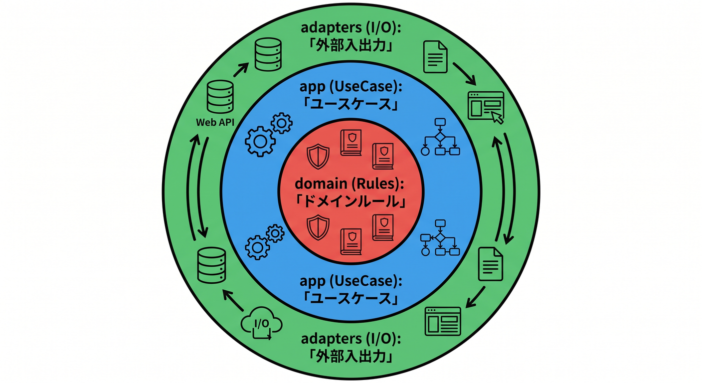 hex_ts_study_015[(./picture/hex_ts_study_015_the_domain_layer.png)
ファイルが増えてくるとね、**「どこに何置くんだっけ…?」**って迷子になりがち😵💫 この章はそれを防ぐために、フォルダの“住所”を最初に固定しちゃう回だよ〜!🎀✨
15.1 迷子が起きる理由あるある 😵💫🌀
todo.tsが3つある(どれが本体!?)😇controllerにルールが混ざって修正が怖い💥- DB/HTTP/画面の都合が中心に入り込んでゴチャゴチャ🤯
なので、最初に “置き場所ルール” を決めて守るのが勝ち🥇✨
15.2 3点セットで固定するよ!📦✨
![hex_ts_study_015_three_folders