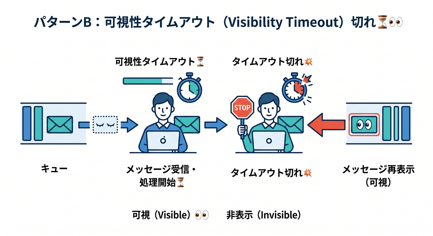 パターンb可視性タイムアウトvisibility_timeout切れ