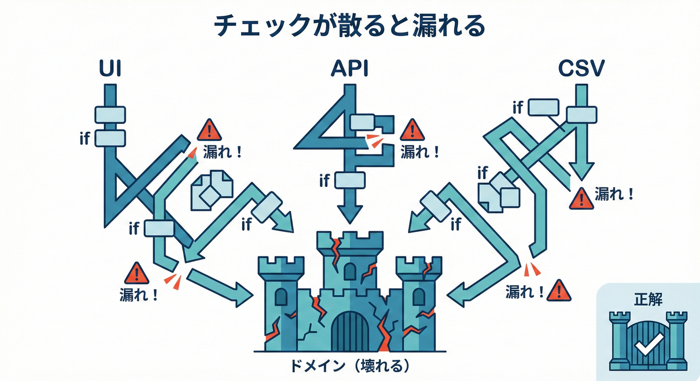 チェックが散って “漏れ” が出るコード