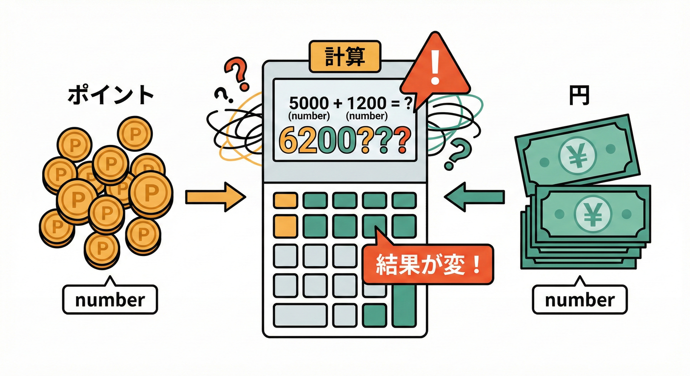 5) 事故②：お金の単位が混ざる💴🪙💥