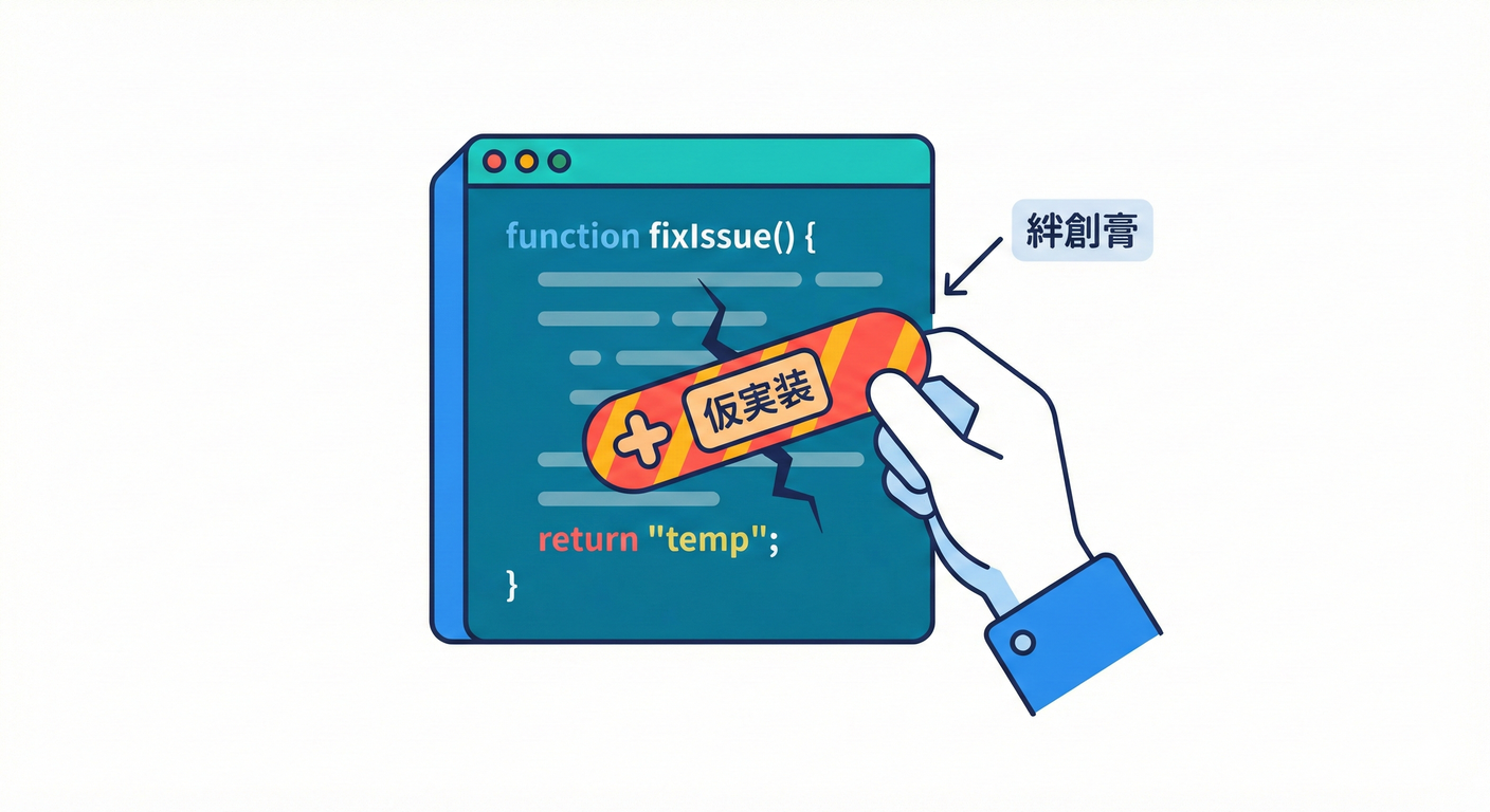 仮実装の絆創膏