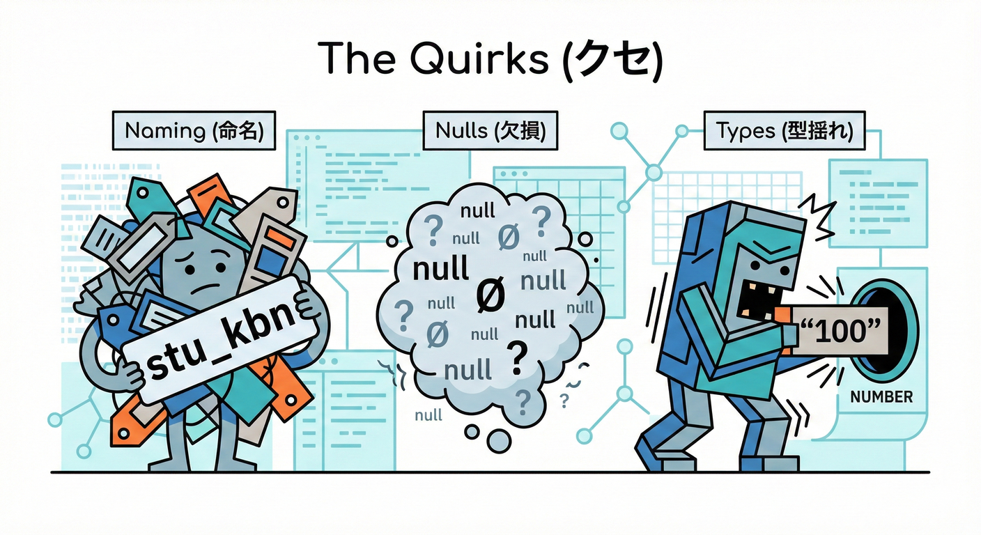イメージ:外部APIのクセたち(データモンスター)