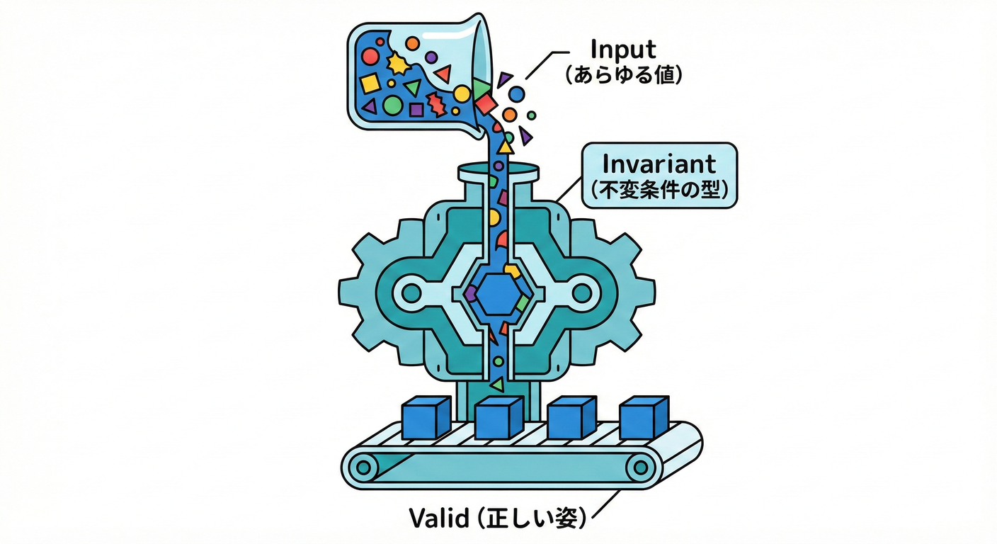 イメージ：不変条件という「型」（正しい姿だけを通す）