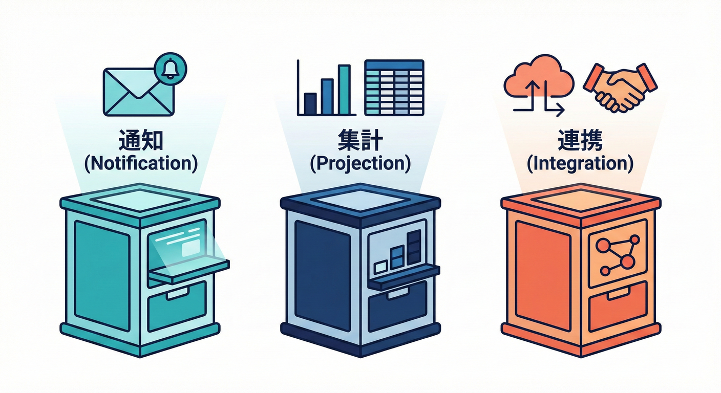 ハンドラの役割に応じた3つの分類（通知・集計・連携）