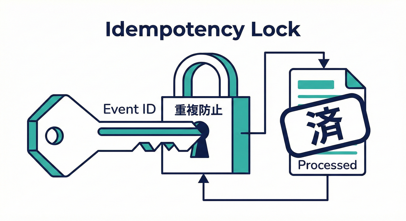 べき等性の確保：イベントIDによる重複処理のブロック