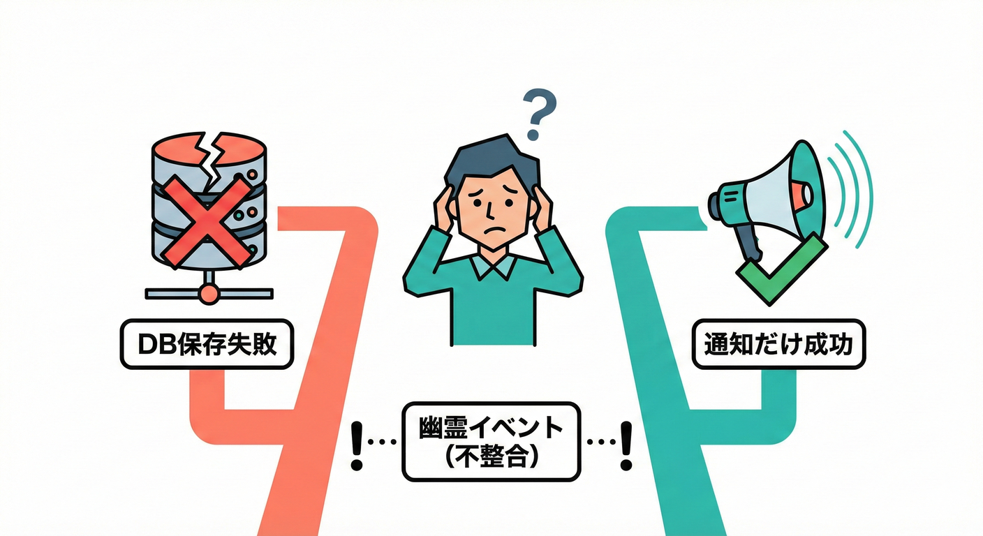 DB保存とイベント送信の「二重書き込み」による不整合リスク