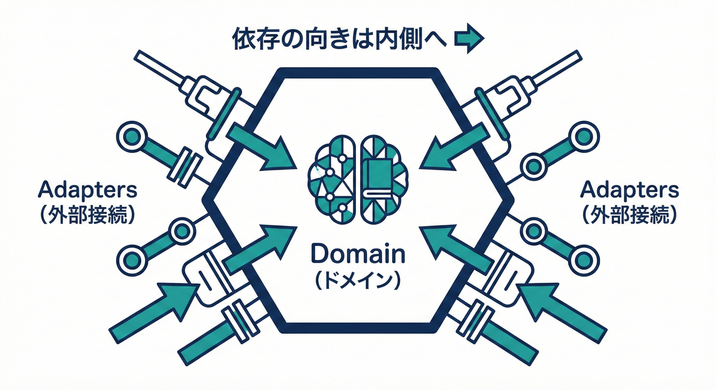 Ports &amp; Adapters：依存の向きを常に内側へ向ける