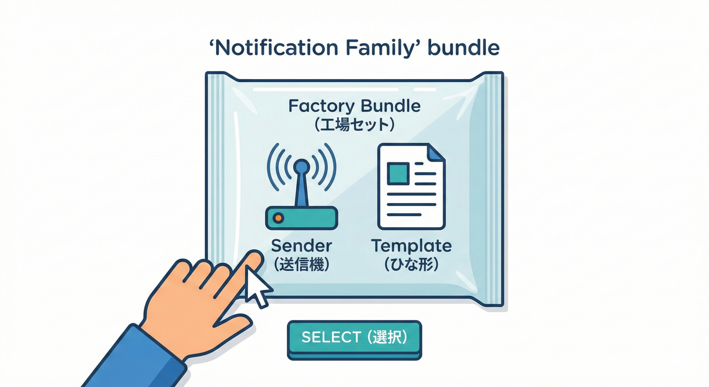 家族(整合する部品セット)を選ぶ様子。