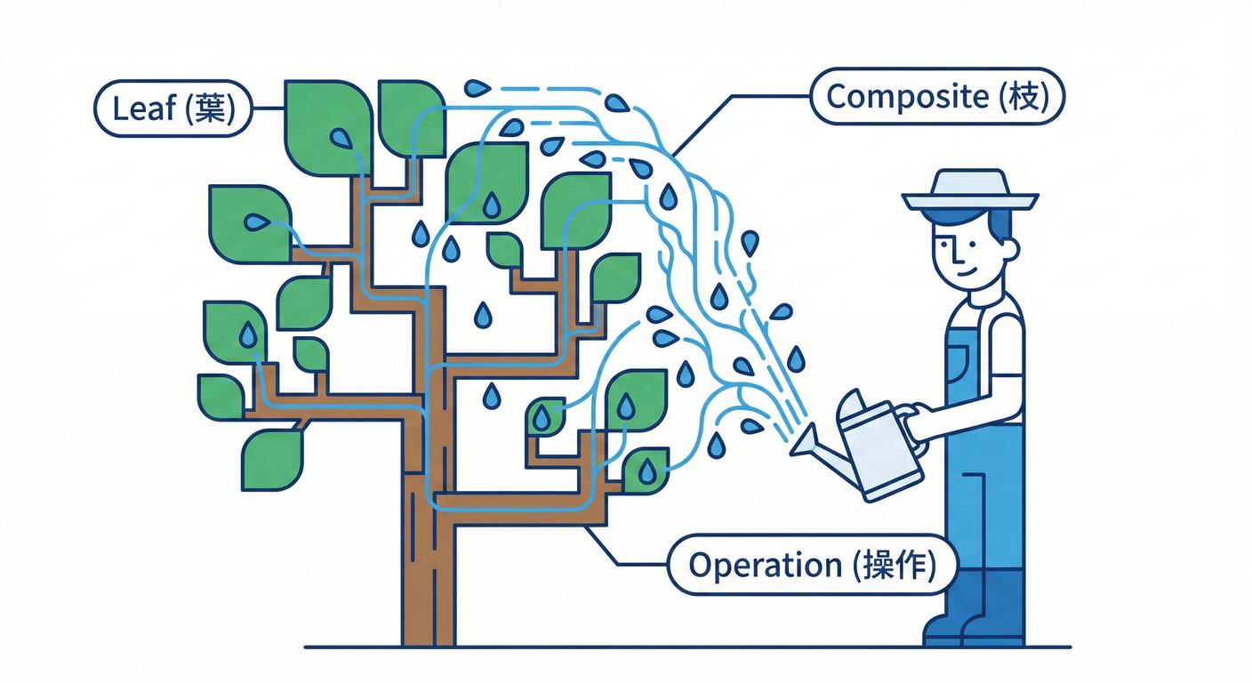 木構造（葉と枝を同じように扱う）。
