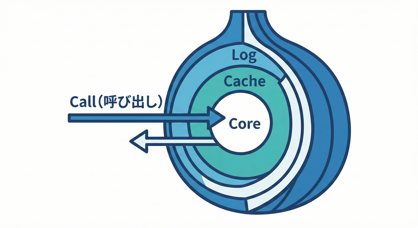 玉ねぎ構造（順番で通る場所が変わる）。